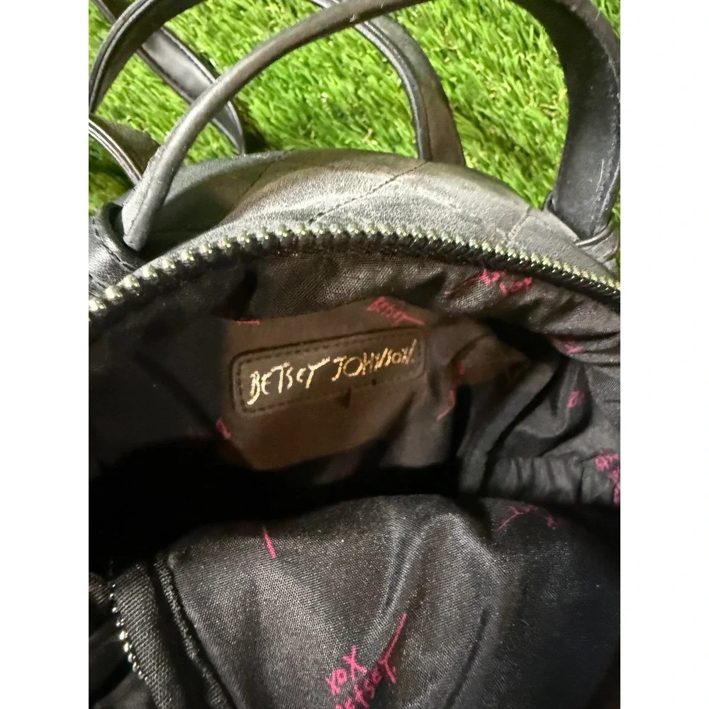 Betsey Johnson Quilted French‎ Bulldog Mini Backpack Black Faux Leather